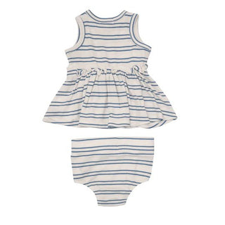 Blue Rib Stripe- Bamboo Tank Dress & High Waist Bloomer - Charlie Rae - 3-6 Months - Angel Dear