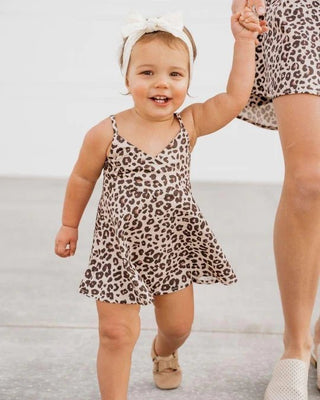 Bree Cinched Waist Skater Dress - Leopard - Charlie Rae - 0-3 Months - Baby & Toddler Dresses - Bailey's Blossoms