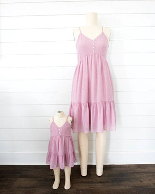 Brooklyn Sun Dress - Pink with White Dots- Womens - Charlie Rae - XS - Dresses - Bailey's Blossoms