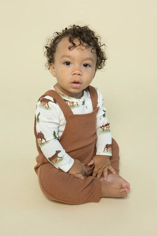 Brown Bamboo Overalls - Charlie Rae - 3-6 Months - Baby & Toddler Clothing - Angel Dear