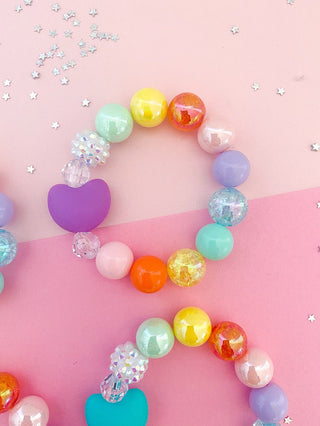 Candy Colored Rainbow Hearts Charm Bracelet - Charlie Rae - Purple Heart - Kid Jewelry- 351 - The Rainbow Mermaid