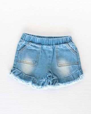 Charlie Pocketed Ruffle Shorts - Light Denim - Charlie Rae - 0-3 Months - Baby & Toddler Bottoms - Bailey's Blossoms