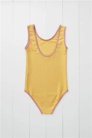 Charlotte- Ochre Ribbed Kids Swimsuit - Charlie Rae - 12-18 Months - Baby & Toddler Swimwear - Grass & Air
