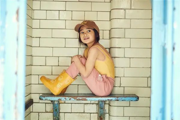 Charlotte Ochre Ribbed Kids Swimsuit Charlie Rae