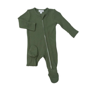Chive Bamboo 2 Way Zipper Footie - Charlie Rae - Newborn - Baby & Toddler Clothing - Angel Dear