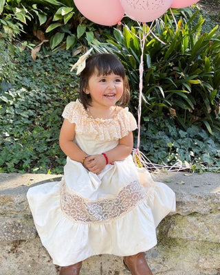 Clara Cotton & Lace Flutter Maxi Dress - Vanilla Cream - Charlie Rae - 0-3 Months - Baby & Toddler Dresses - Bailey's Blossoms