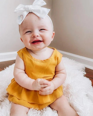 Clare Ruffle Bubble Romper- Mango - Charlie Rae - 0-3 Months - Baby One-Pieces - Bailey's Blossoms