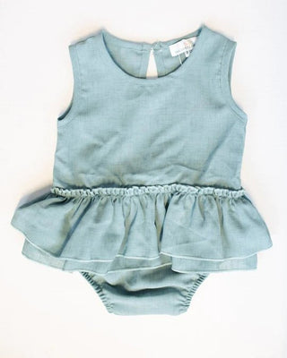 Clare Ruffle Bubble Romper - Seafoam - Charlie Rae - 0-3 Months - Baby & Toddler Outfits - Bailey's Blossoms