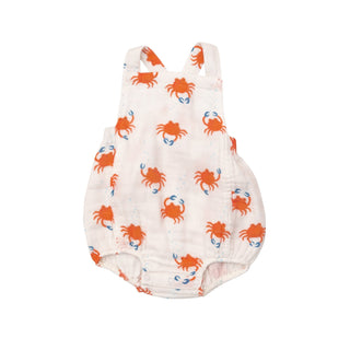 Crabby Cuties - Muslin Retro Sunsuit - Charlie Rae - 0-3 Months - Baby One-Pieces - Angel Dear