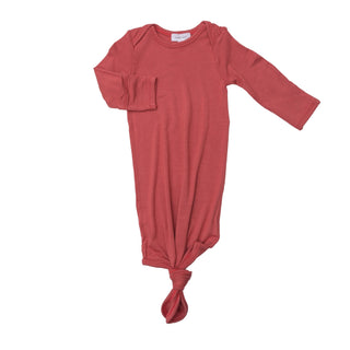 Cranberry Bamboo Knotted Gown - Charlie Rae - 0-3 Months - Baby & Toddler Sleepwear - Angel Dear
