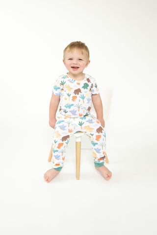 Cute Dino- Bamboo S/S Loungewear Set - Charlie Rae - 6-12 Months - Baby & Toddler Sleepwear - Angel Dear