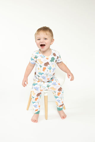 Cute Dino- Bamboo S/S Loungewear Set - Charlie Rae - 6-12 Months - Baby & Toddler Sleepwear - Angel Dear