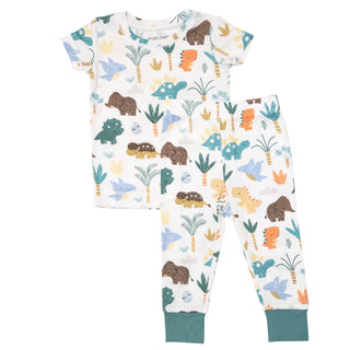 Cute Dino- Bamboo S/S Loungewear Set - Charlie Rae - 6-12 Months - Baby & Toddler Sleepwear - Angel Dear