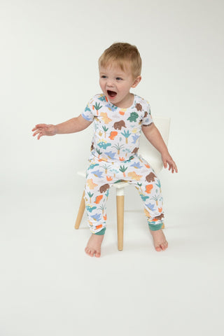 Cute Dino- Bamboo S/S Loungewear Set - Charlie Rae - 6-12 Months - Baby & Toddler Sleepwear - Angel Dear