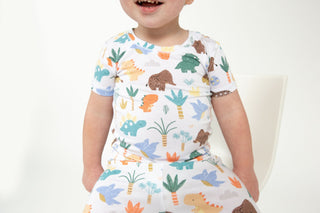 Cute Dino- Bamboo S/S Loungewear Set - Charlie Rae - 6-12 Months - Baby & Toddler Sleepwear - Angel Dear