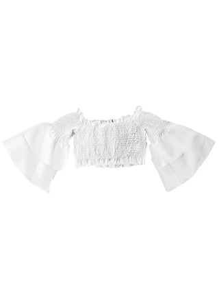 Darcy Smocked Bell Sleeve Top - White - Charlie Rae - 9-12 Months - Bailey's Blossoms
