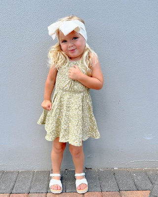 Deja Tie-Shoulder Breezy Dress - Green Floral - Charlie Rae - 3-6 Months - Baby & Toddler Dresses - Bailey's Blossoms