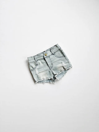 Denim Toddler Girls Shorts - Charlie Rae - Washed Grey - Girls Bottoms- 180 - Orcas Lucille