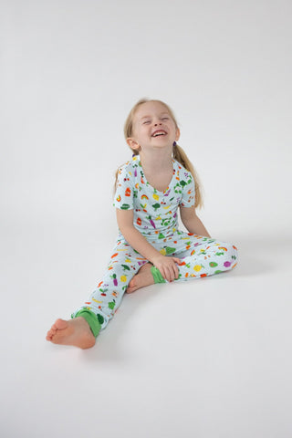 Eat The Rainbow- Short Sleeve Bamboo Loungewear Set - Charlie Rae - 6-12 Months - Baby & Toddler Sleepwear - Angel Dear