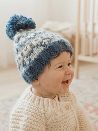 Fairisle Slate Beanie Hat - Charlie Rae - M (6-24 Months) - Baby & Toddler Hats - Huggalugs