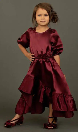 Gabriella Dress in Burgundy - Toddler - Charlie Rae - 2T - Dresses - Joyfolie