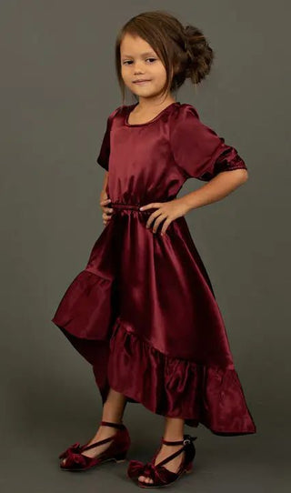 Gabriella Dress in Burgundy - Toddler - Charlie Rae - 2T - Dresses - Joyfolie