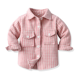 Harlan Houndstooth Shacket - Charlie Rae - Pink - Baby & Toddler Outerwear - Little Trendy