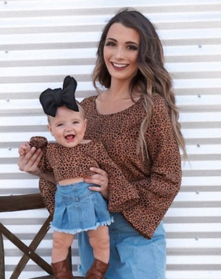 Henny Bell Sleeve Crop Top- Leopard- Mom & Me - Charlie Rae - XS - Shirts & Tops - Bailey's Blossoms