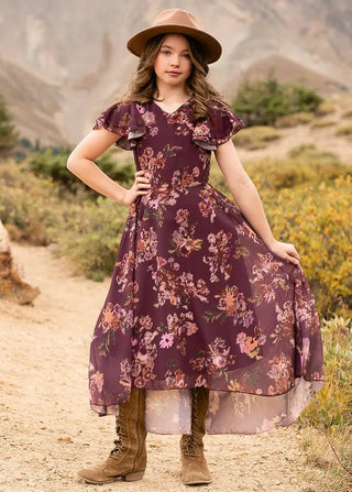 Jen Dress in Plum Ikat - Girls - Charlie Rae - 6 - Dresses - Joyfolie