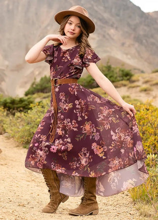 Jen Dress in Plum Ikat - Girls - Charlie Rae - 6 - Dresses - Joyfolie