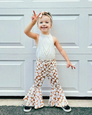 Keely Pleated Exaggerated Bell Bottoms - Flower Child - Charlie Rae - 0-3 Months - Baby & Toddler Bottoms - Bailey's Blossoms