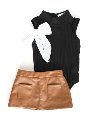 Kenli High Neck Ribbed Leotard - Black - Charlie Rae - 0-3 Months - Baby One-Pieces - Bailey's Blossoms