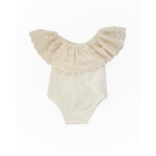 Kenzie Lace Flutter Sleeve Leotard- Vanilla Cream - Charlie Rae - 3-6 Months - Baby & Toddler Tops - Bailey's Blossoms