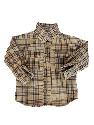 Kinsley Shirt Jacket - Charlie Rae - Camel Plaid Twill - Baby & Toddler Outerwear - Bailey's Blossoms