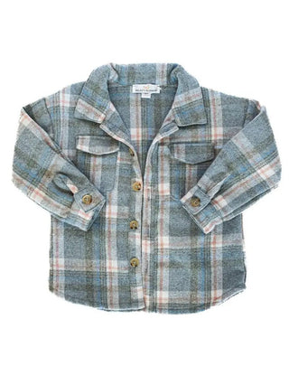 Kinsley Shirt Jacket - Charlie Rae - Blue Plaid Twill - Baby & Toddler Outerwear - Bailey's Blossoms