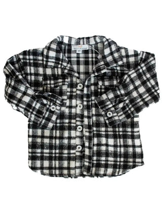 Kinsley Shirt Jacket - Charlie Rae - Black & White Plaid Twill - Baby & Toddler Outerwear - Bailey's Blossoms