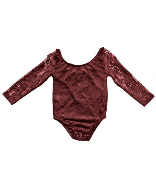 Lana Lace Leotard - Wine - Charlie Rae - 0-3 Months - Baby One-Pieces - Bailey's Blossoms