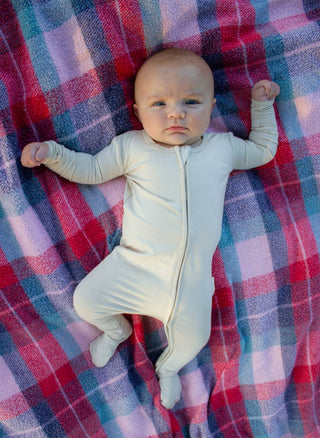 Latte Bamboo Sleeper - Charlie Rae - 0-3 Months - Baby & Toddler Sleepwear - Bear's Little Fish