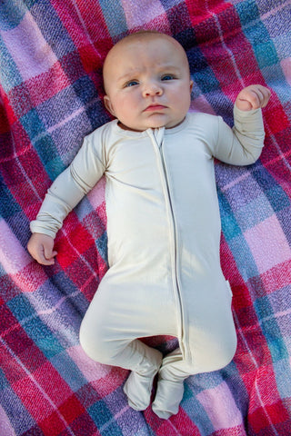 Latte Bamboo Sleeper - Charlie Rae - 0-3 Months - Baby & Toddler Sleepwear - Bear's Little Fish