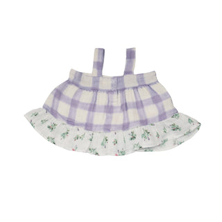 Lavender Rose + Gingham Wrap Ruffle Top & Ruffle Diaper Cover - Charlie Rae - 3-6 Months - Baby & Toddler Outfits - Angel Dear