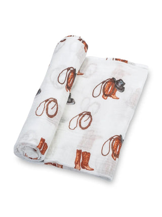 Life Is Better In Boots Baby Swaddle Blanket - Charlie Rae - Swaddling & Receiving Blankets - LollyBanks