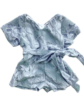 Lila Lace Romper - Robins Egg Blue - Charlie Rae - 0-3 Months - Baby & Toddler Outfits - Bailey's Blossoms