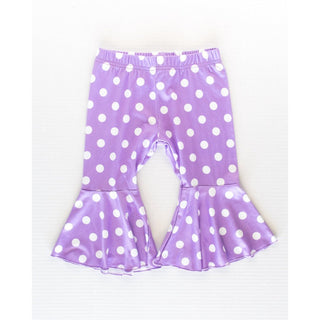 Lina Pleated Bell Bottoms - Purple Polka Dot - Charlie Rae - 9-12 Months - Baby & Toddler Bottoms - Bailey's Blossoms