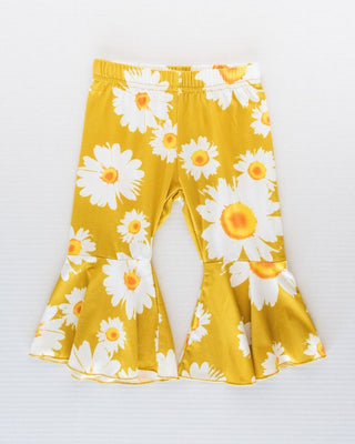 Lina Pleated Bell Bottoms - Yellow Sunflower - Charlie Rae - 9-12 Months - Baby & Toddler Bottoms - Bailey's Blossoms