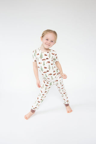 Little Bears- Bamboo Short Sleeve Loungewear Set - Charlie Rae - 6-12 Months - Baby & Toddler Sleepwear - Angel Dear