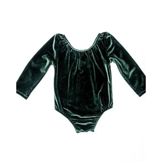 Livee Long Sleeve Velour Leotard - Frosted Forest Green - Charlie Rae - 0-3 Months - Baby & Toddler Tops - Bailey's Blossoms