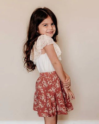 Macee Mini Skater Skirt - Terra Cotta Vines - Charlie Rae - 0-3 Months - Baby & Toddler Bottoms - Bailey's Blossoms