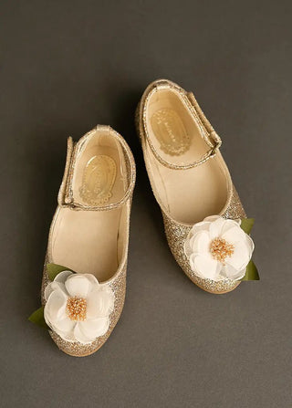 Marais Flat in Gold- Toddler & Youth - Charlie Rae - 8T - Shoes - Joyfolie