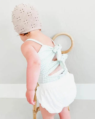 Marlie Tie-Back Leotard - Charlie Rae - Green Gingham - Baby One-Pieces - Bailey's Blossoms