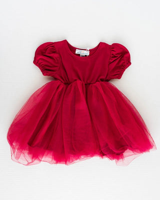 Mikayla Puff Sleeve Tutu Dress - Wine - Charlie Rae - 0-3 Months - Baby & Toddler Dresses - Bailey's Blossoms